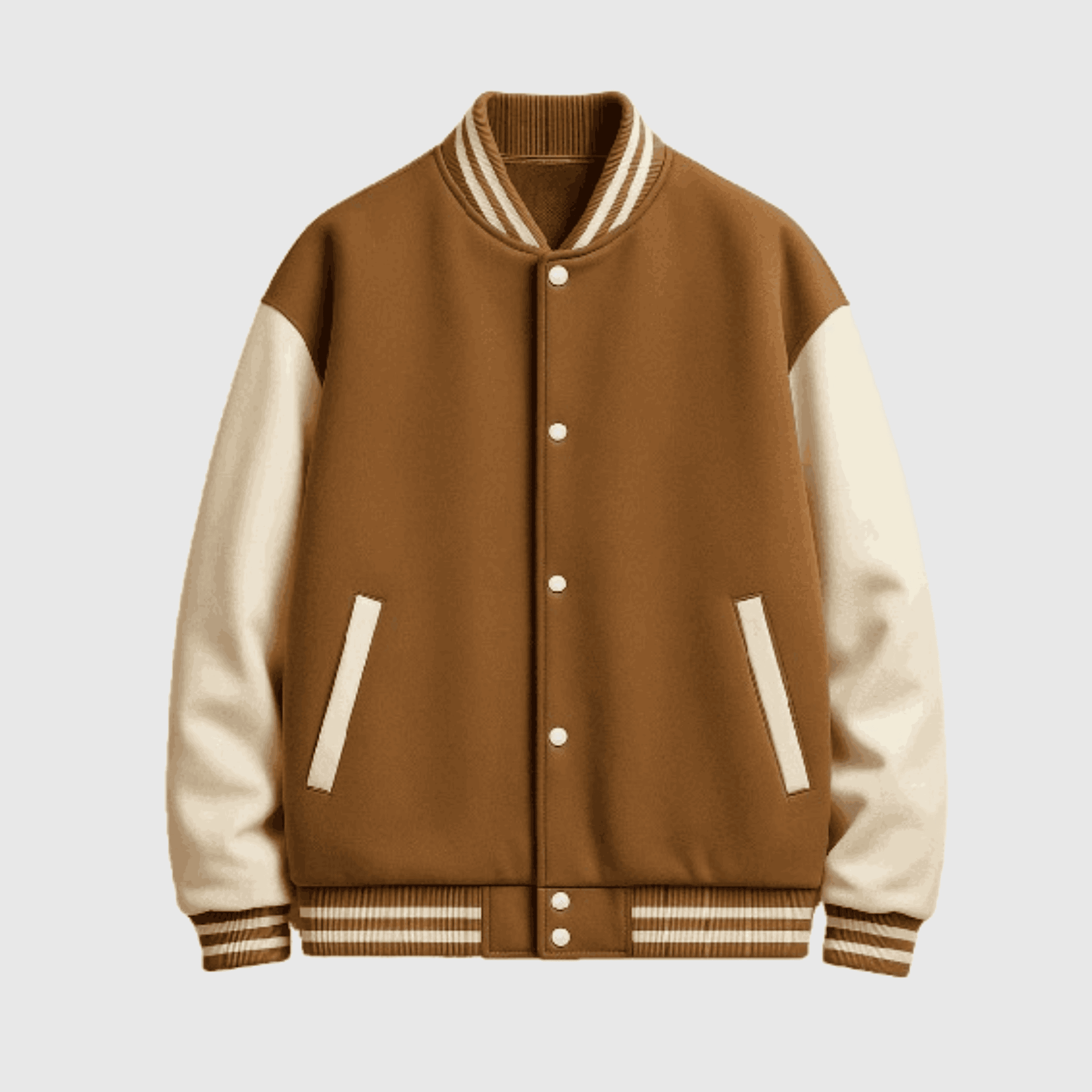 Coffee & White Baseball Jacket