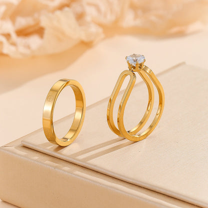 Mercato™  Elegant Golden Dou Halo Ring