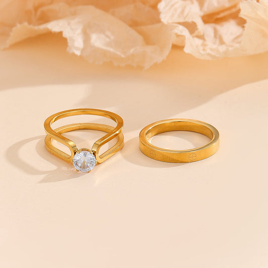 Mercato™  Elegant Golden Dou Halo Ring