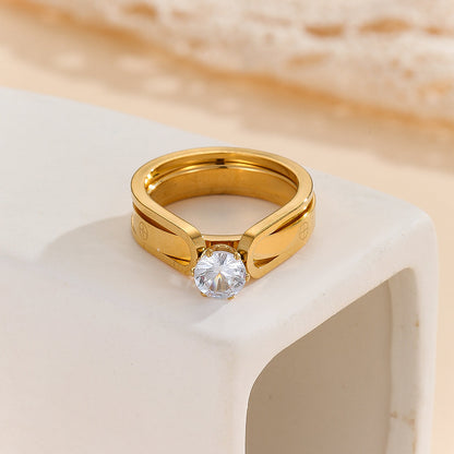 Mercato™  Elegant Golden Dou Halo Ring