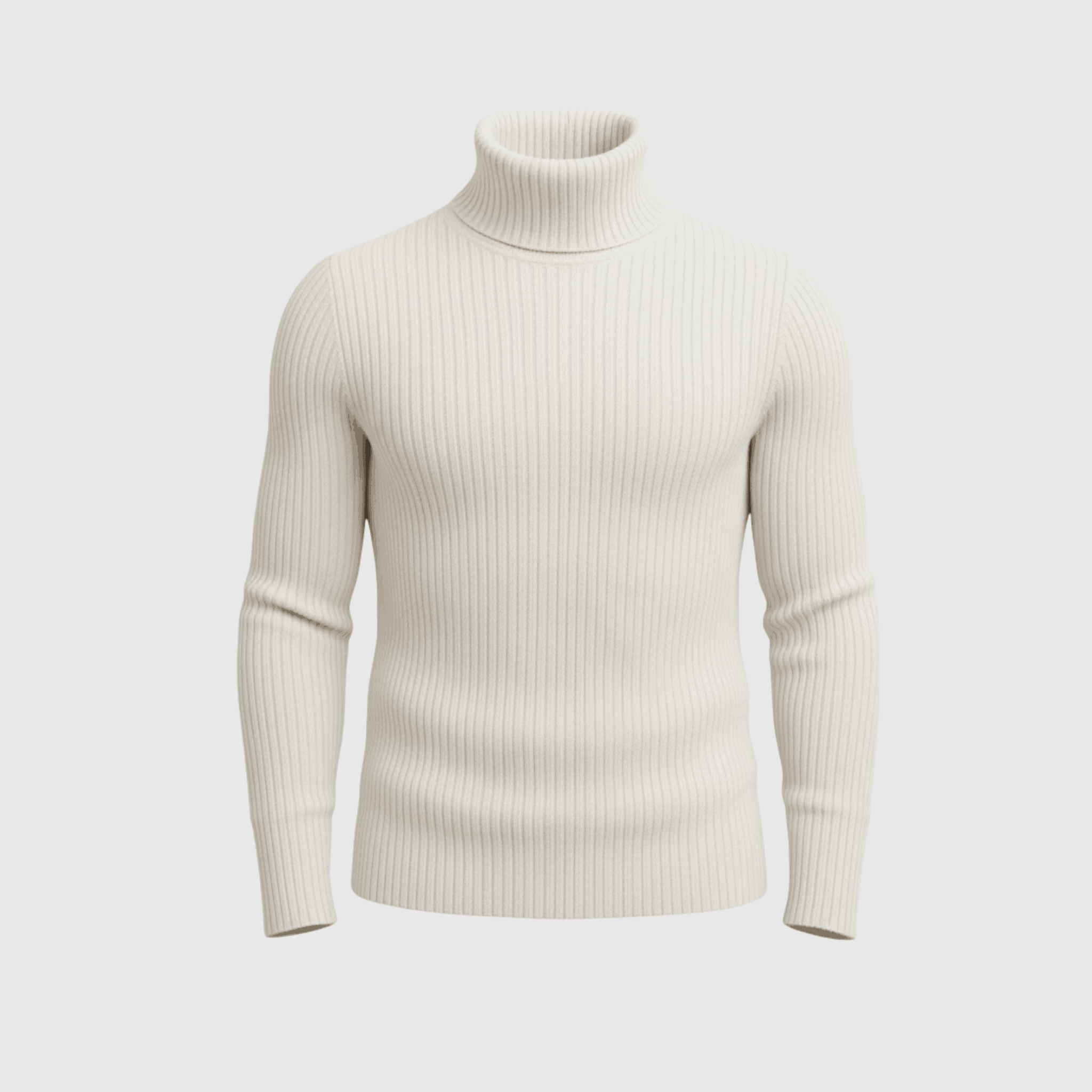 White Ribbed High Neck