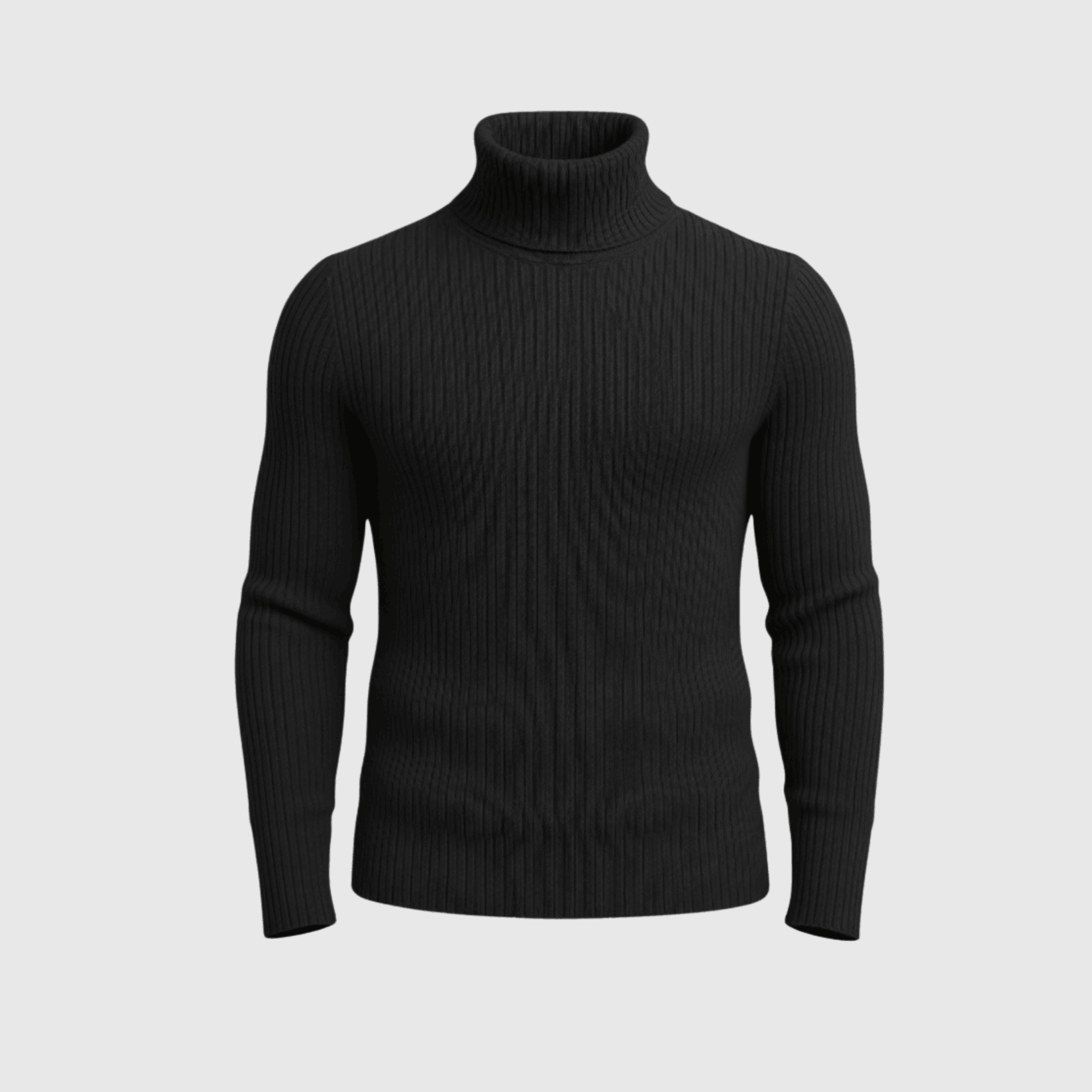 Black Ribbed High Neck