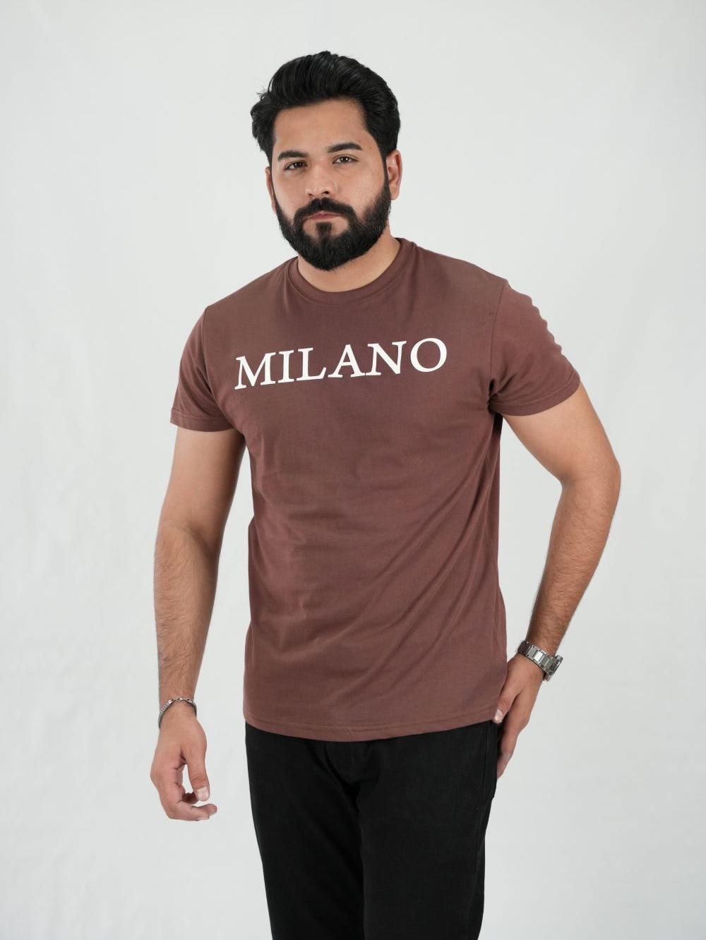 Round Neck Brown Shirt