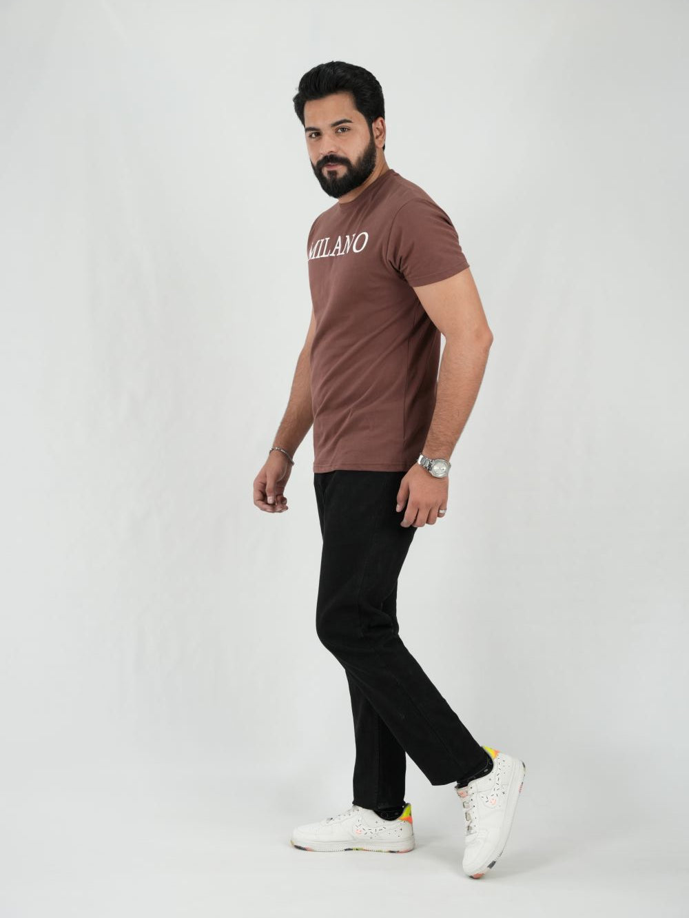 Round Neck Brown Shirt