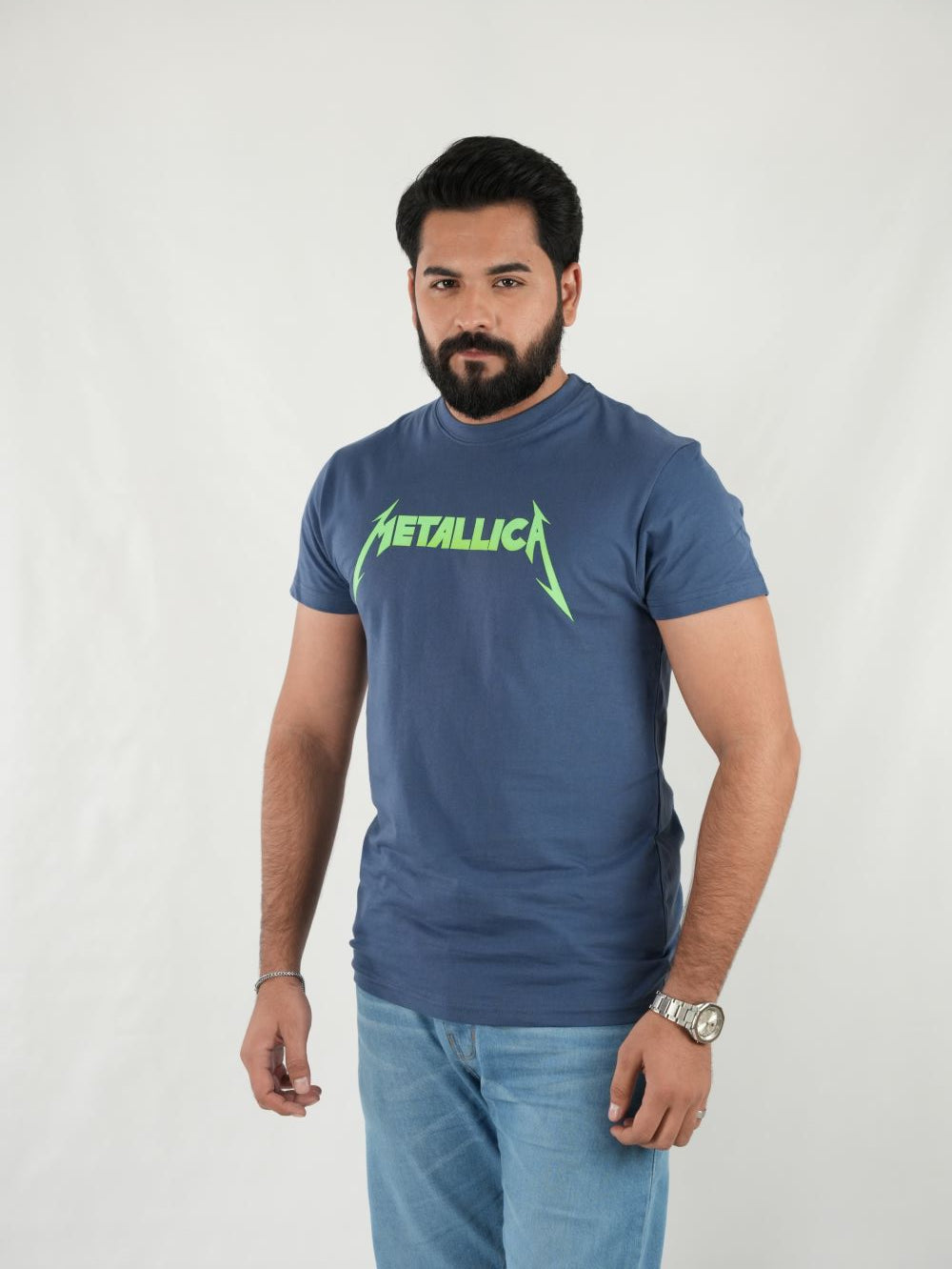 Round Neck Navy Blue Shirt