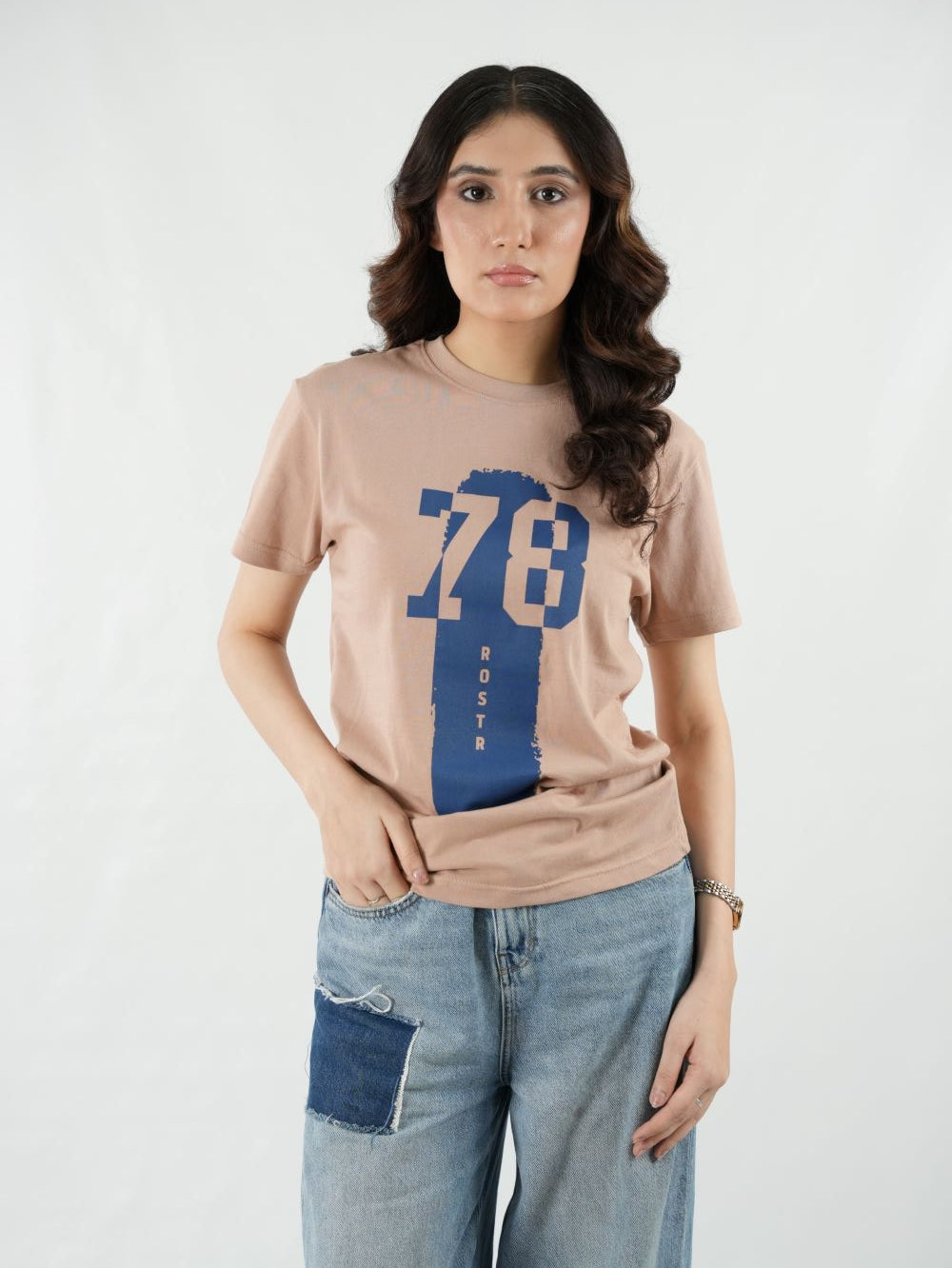Round Neck Beige Shirt