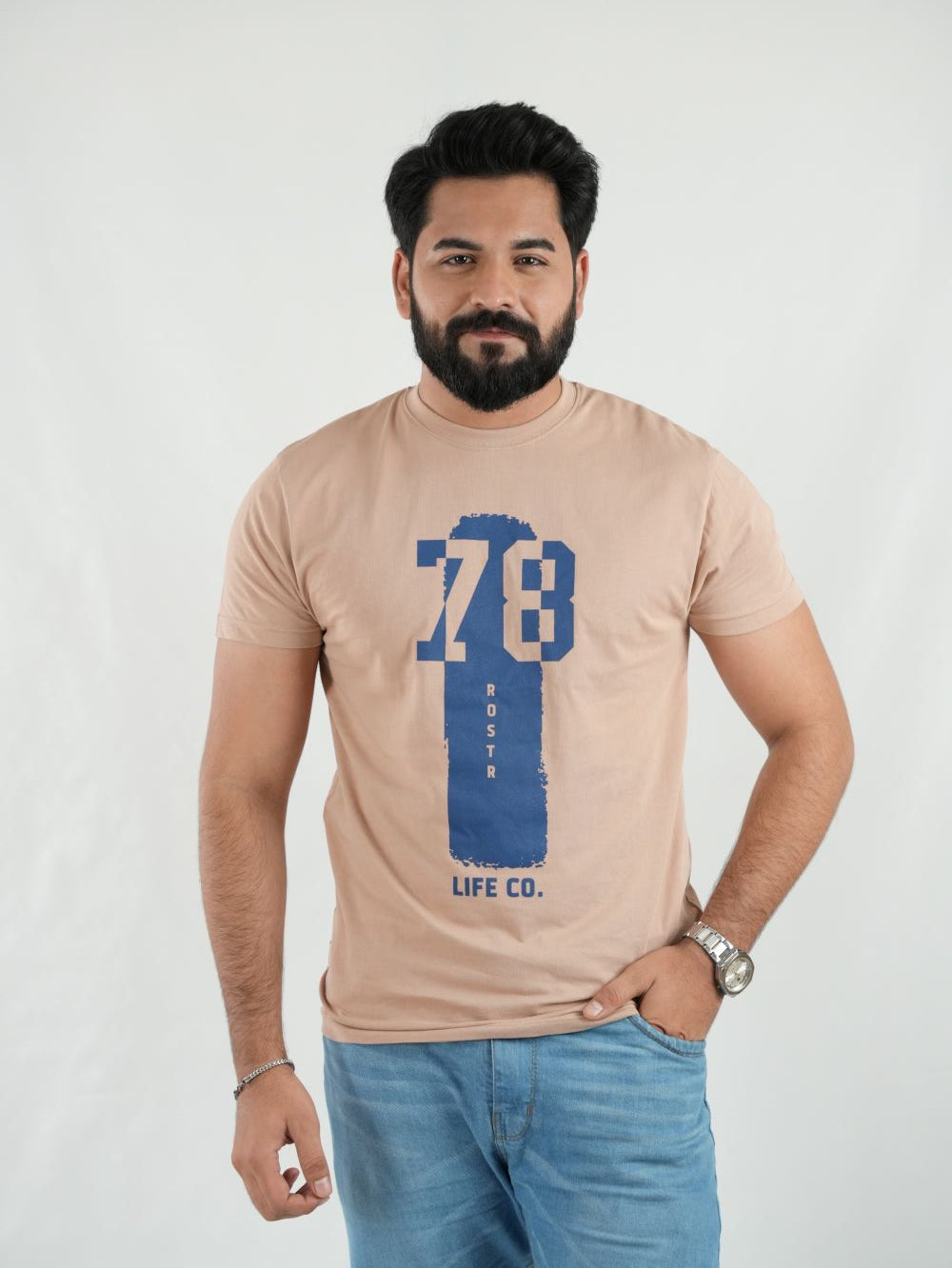 Round Neck Beige Shirt