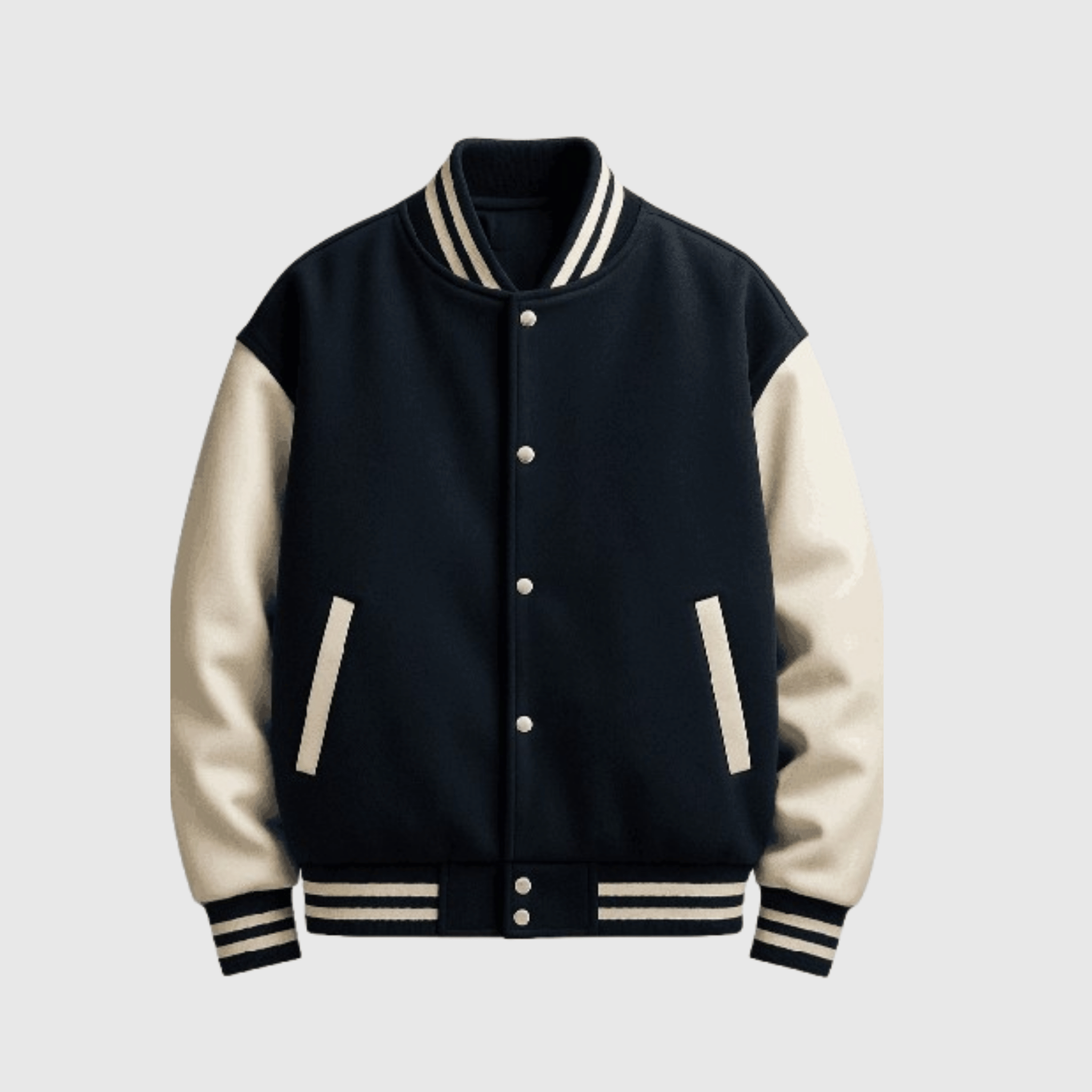 Classic Navy Blue & White Baseball Jacket